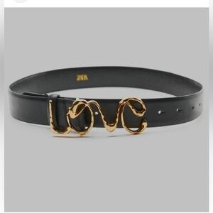 ZARA belt with gold logo LOVE